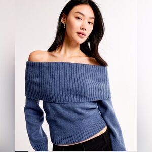 Abercrombie off the shoulder knit sweater in BLACK